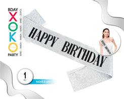 BANDA HAPPY BIRTHDAY GLITTER ORO PLATA - yupiparty