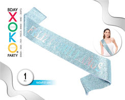 BANDA FELIZ C GLITTER AZUL LASER - yupiparty