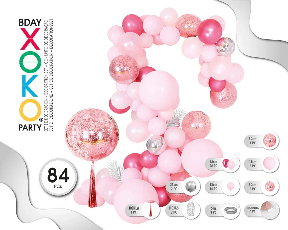 GUIRNALDA DE GLOBOS BABY PINK 84pc - yupiparty