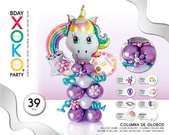 COLUMNA DE GLOBO COMIC UNICORNIO 47PC - yupiparty