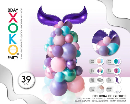 COLUMNA DE GLOBO COLA SIRENA 35PC - yupiparty