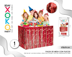 FALDA DE MESA FLECO ROJO 275*74CM - yupiparty