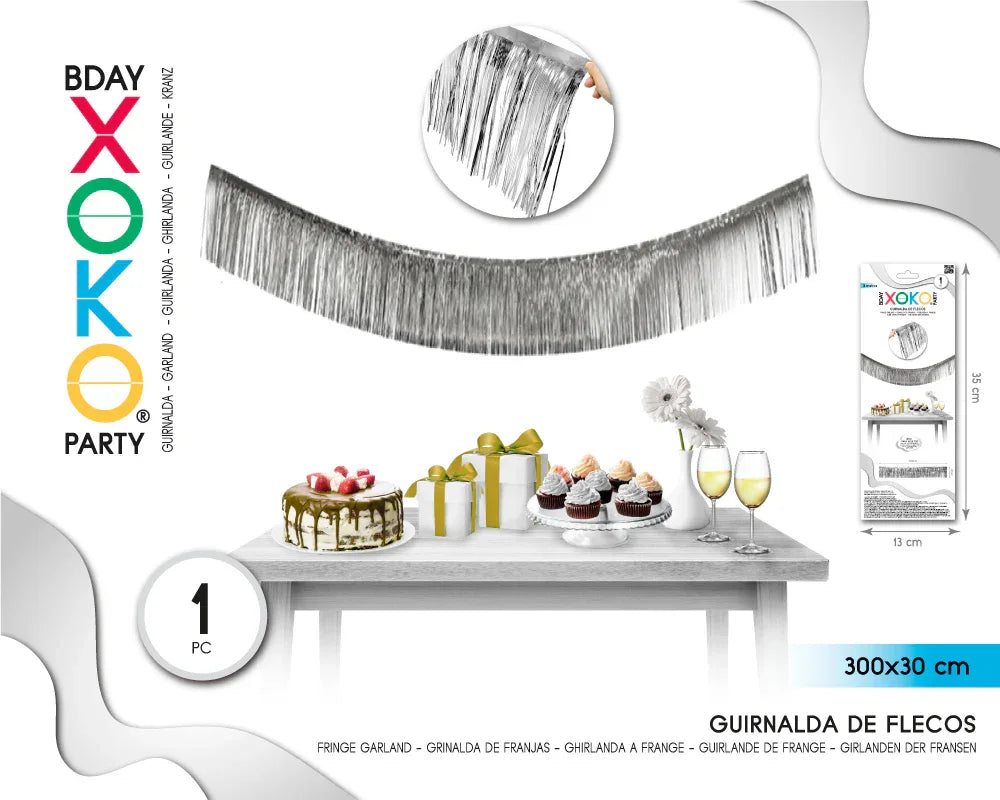 GUIRNALDA DE FLECO 3M PLATA 30*300CM - yupiparty