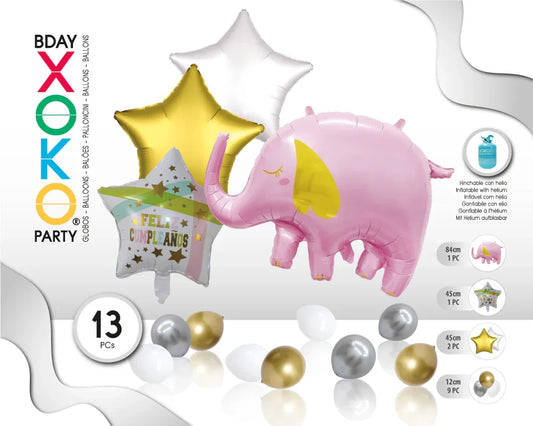 SET ELEFANTE ROSA 13 PC - yupiparty