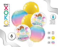 SET GLOBO MYLAR HAPPY BDAY 6PC - yupiparty
