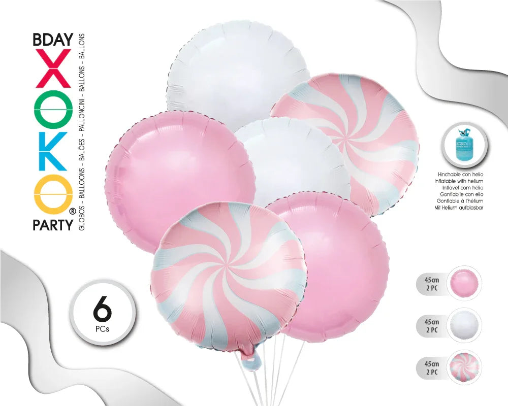 SET GLOBO MYLAR CANDY 6PC - yupiparty