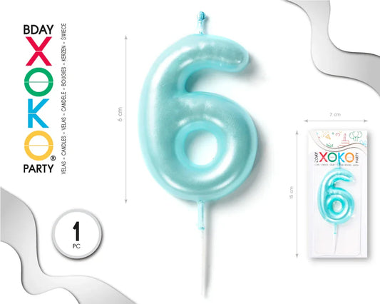 VELA 6CM AZUL PERLADO 6 - yupiparty