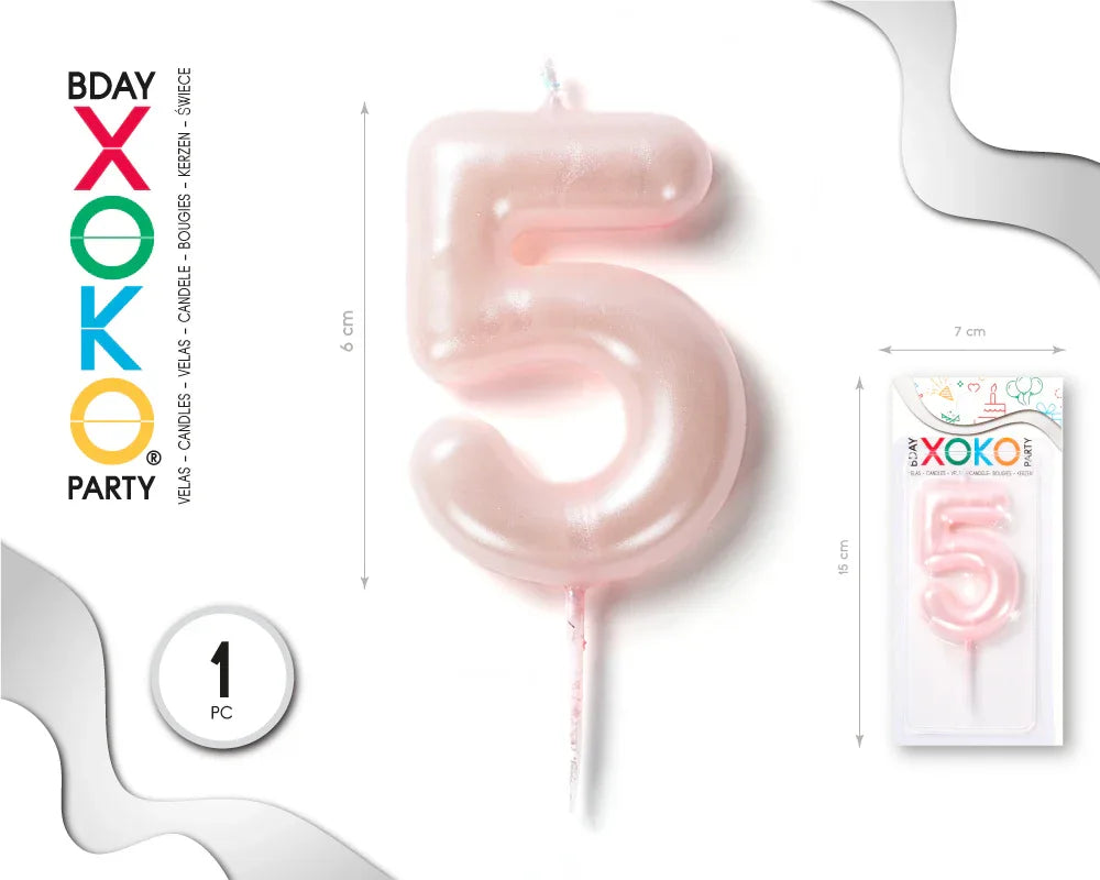 VELA 6CM ROSA PERLADO 5 - yupiparty