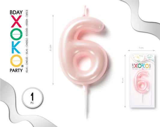 VELA 6CM ROSA PERLADO 6 - yupiparty