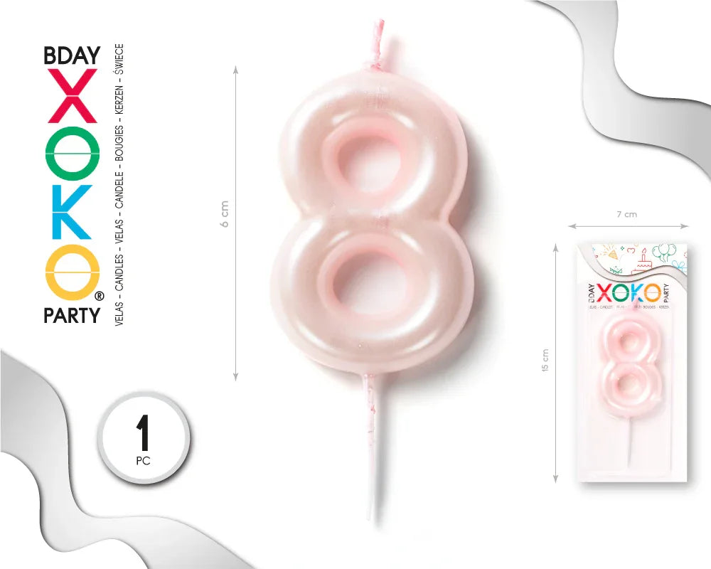 VELA 6CM ROSA PERLADO 8 - yupiparty