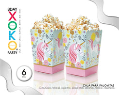 CAJA PALOMITA UNICORNIO 6PC - yupiparty