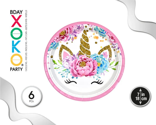 PLATO 18CM UNICORNIO 6PC - yupiparty