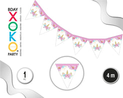 BANDERINES UNICORNIO 4M - yupiparty