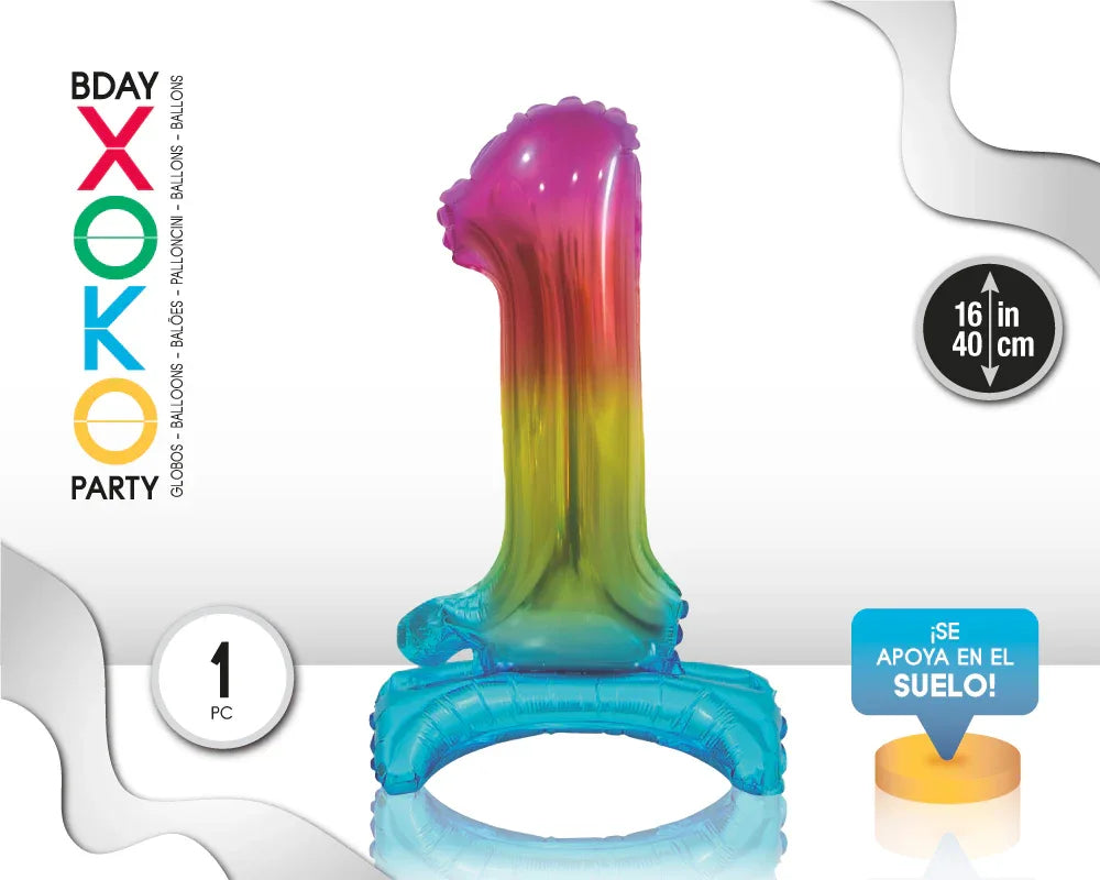 GLOBO FOIL 16P RAINBOW STANDING 1 - yupiparty
