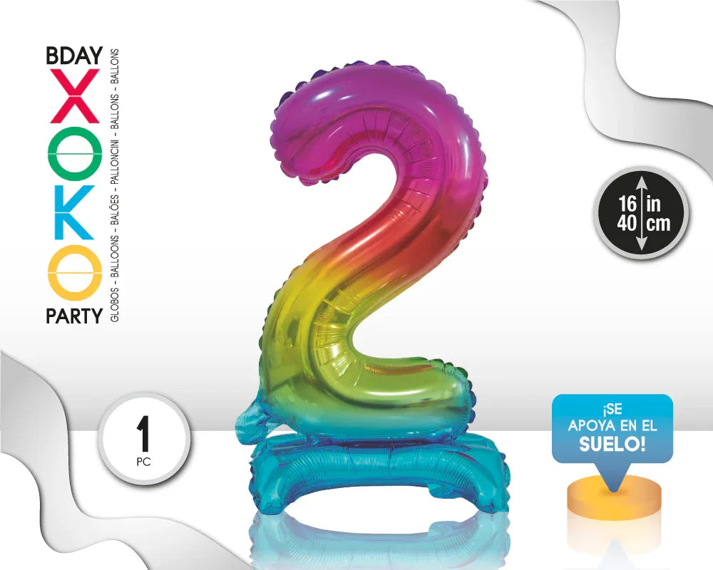 GLOBO FOIL 16P RAINBOW STANDING 2 - yupiparty