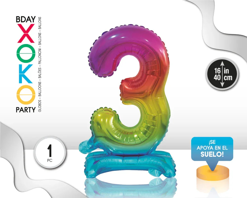 GLOBO FOIL 16P RAINBOW STANDING 3 - yupiparty