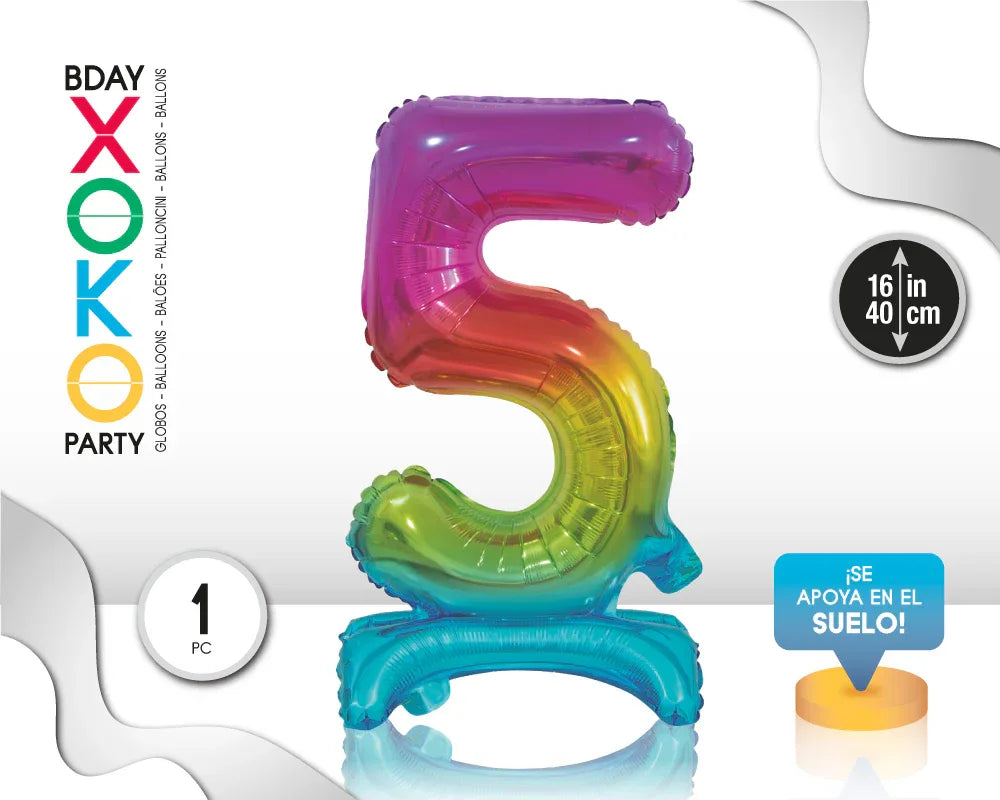 GLOBO FOIL 16P RAINBOW STANDING 5 - yupiparty