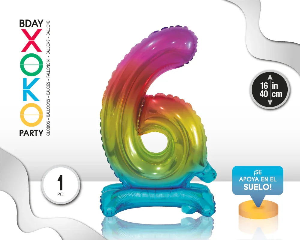 GLOBO FOIL 16P RAINBOW STANDING 6 - yupiparty