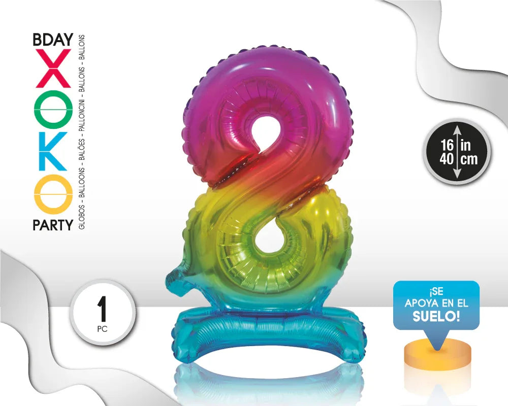 GLOBO FOIL 16P RAINBOW STANDING 8 - yupiparty
