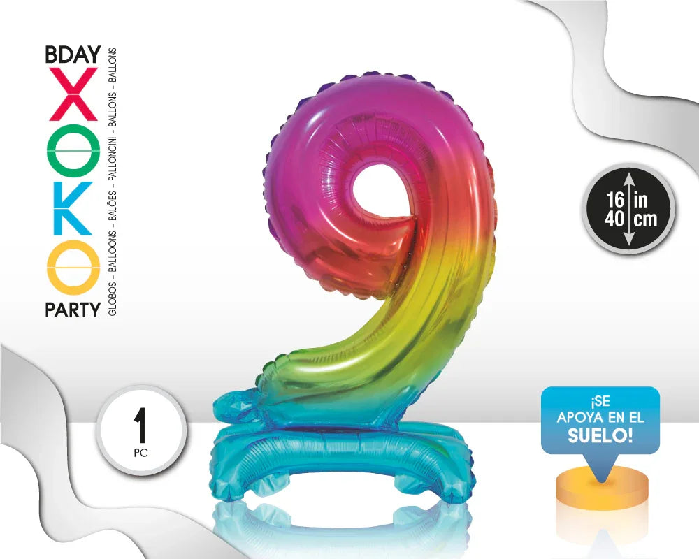GLOBO FOIL 16P RAINBOW STANDING 9 - yupiparty