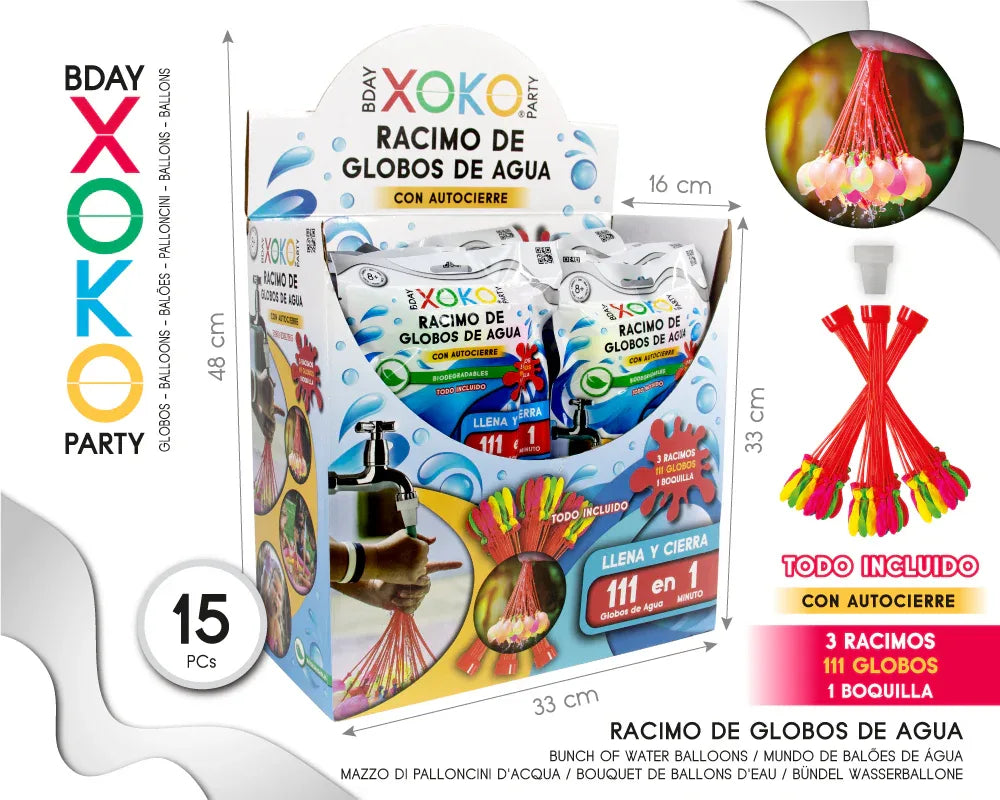 RACIMO DE GLOBOS DE AGUA 3PC - yupiparty