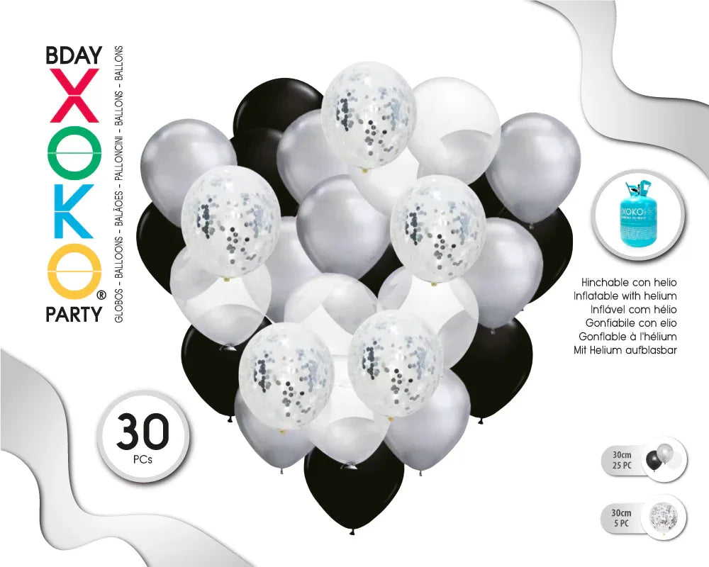 SET LATEX 30PC BL/NG - yupiparty