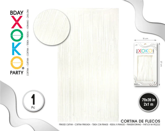 CORTINA DE FLECOS 1M*2M BLANCO - yupiparty