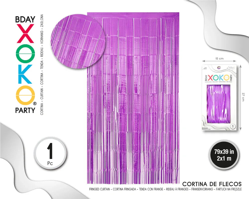 CORTINA DE FLECOS 1M*2M PASTEL LILA - yupiparty