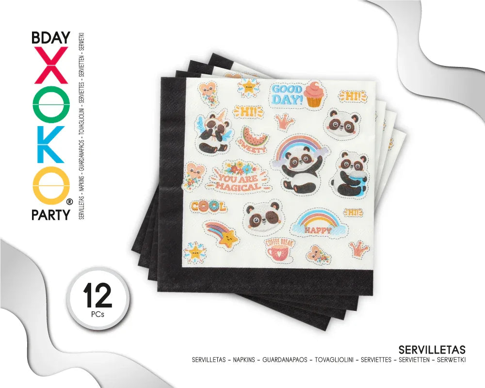 SERVILLETA PANDA 12PC - yupiparty