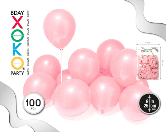 GLOBOS 100PC 9/ 25CM ROSA BEBE - yupiparty