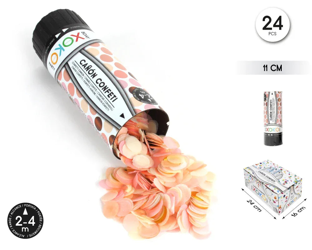 CAÑON CONFETTI ROSA 11CM - yupiparty