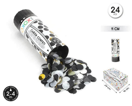 CAÑON CONFETTI NEGRO/ORO+BL 11CM - yupiparty