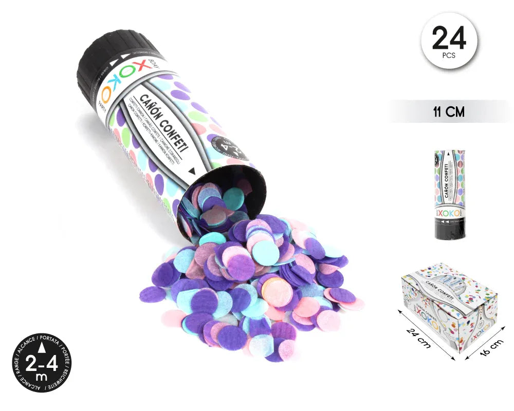 CAÑON CONFETTI PASTEL 11CM - yupiparty