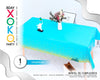 MANTEL AZUL CLARO CON LUNAR ORO 137*274C - yupiparty