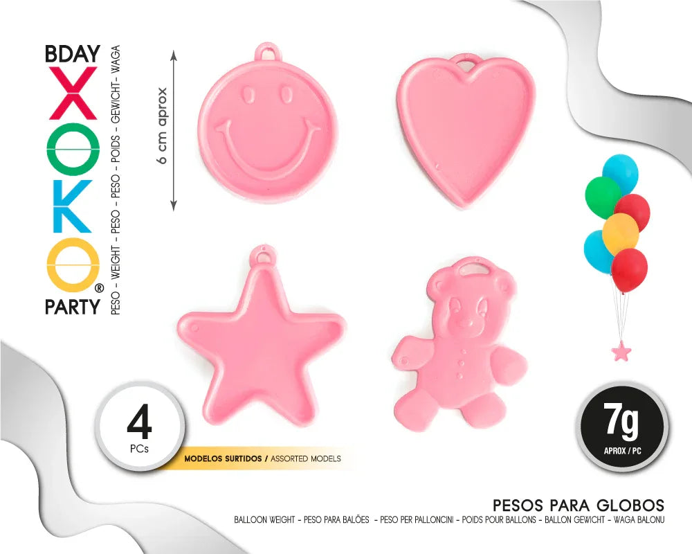 PESO PARA GLOBOS ROSA SURTIDO - yupiparty
