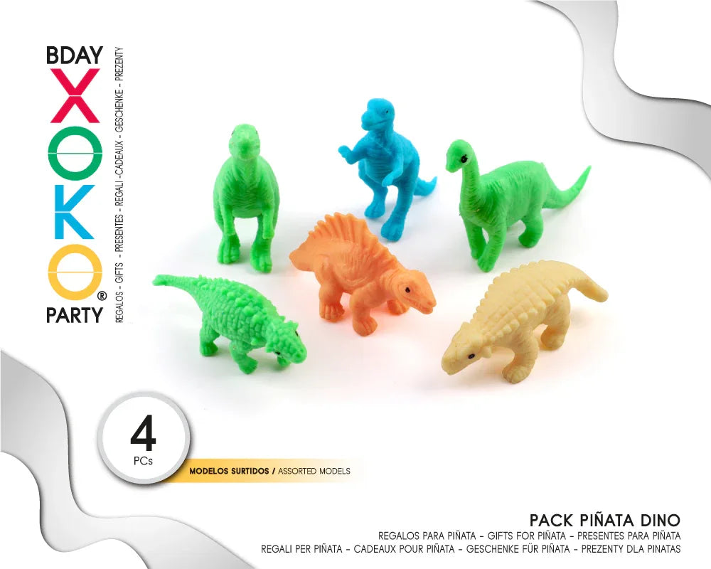 PACK PINATA DINOSAURIOS 4PC - yupiparty