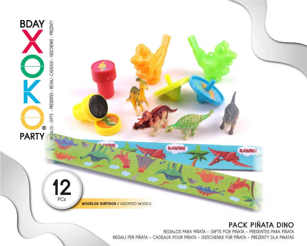 PACK PINATA DINO 12PC - yupiparty