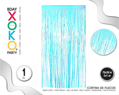 CORTINA DE FLECOS 1M*2M HOLOGRAFIC AZUL - yupiparty