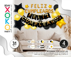 SET GUIRNALDA CON LUZ Y GLOBOS FELIZ CUM - yupiparty