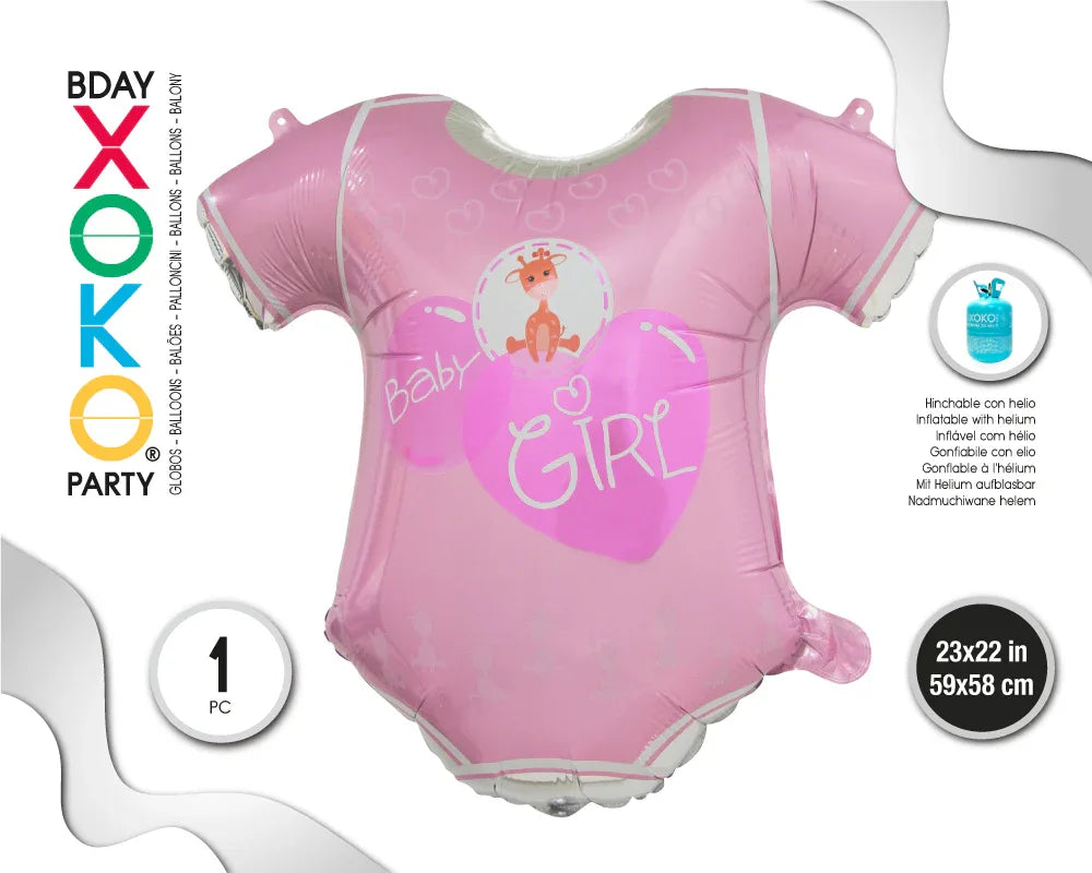 GLOBO MYLAR ROPA DE BEBE NIÑA 59*58CM - yupiparty