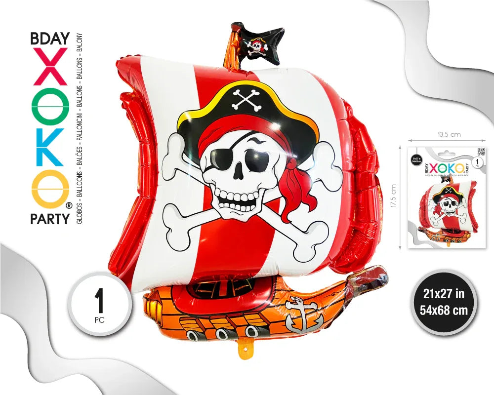 GLOBO MYLAR BARCO PIRATA 54*68CM - yupiparty