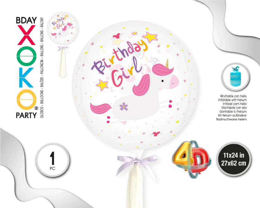 GLOBO ESFERA 3D UNICORN - yupiparty