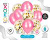 SET 5+5 GLOBOS CONFETI ROSA - yupiparty