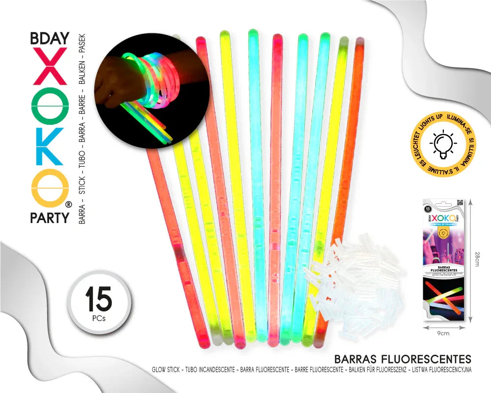 BARRA FLUORESCENTE 15PC - yupiparty