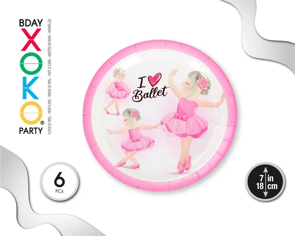 PLATO 18CM BALLET 6PC - yupiparty