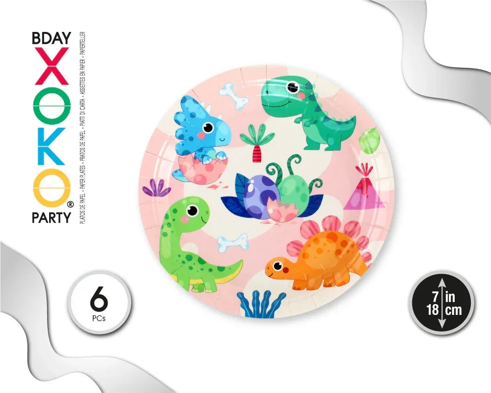PLATO 18CM BABY DINO 6PC - yupiparty
