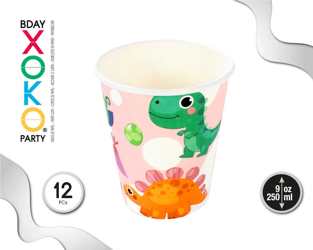 VASO 9OZ BABY DINO 12PC - yupiparty
