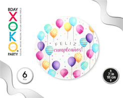 PLATO 18CM GLOBOS 6PC - yupiparty