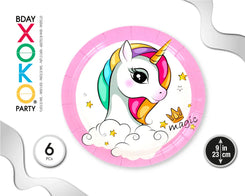 PLATO 23CM MAGIC UNICORN 6PC - yupiparty