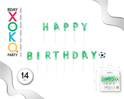 VELA LETRAS HAPPY BDAY FUTBOL 14PC - yupiparty